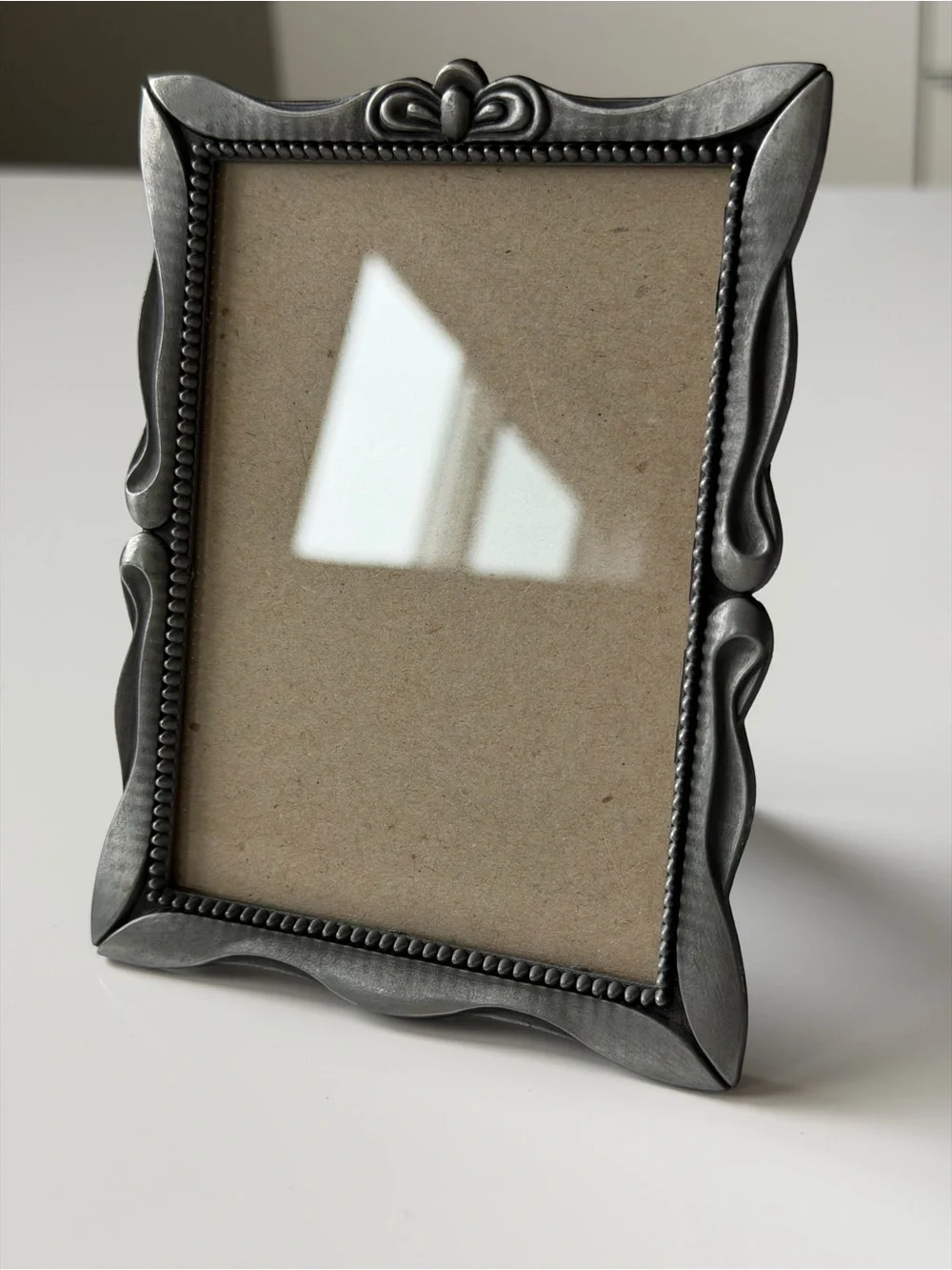 The Weston Gallery Vintage Metal Silver Bow & Scroll Ornate Mini Photo Frame